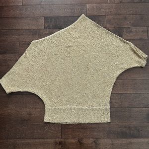 Bebe Gold Sequin Asymmetric Off the Shoulder Knit Top Sweater XS